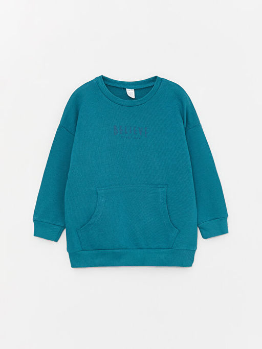 Bisiklet Yaka Uzun Kollu Bask?l? Erkek Bebek Sweatshirt ve E?ofman Alt? 2li Tak?m - Waikiki фото 2