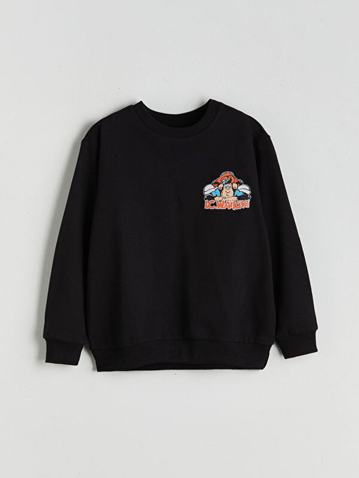 Bisiklet Yaka Nostaljik Maymun Bask?l? Erkek ?ocuk Sweatshirt