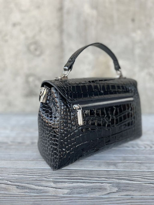 Женская лаковая сумка под крокодила HW-7711 Блек