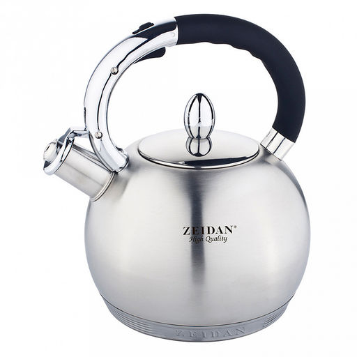 Чайник из нержавеющей стали "Zeidan" 3,2л, со свистком, фиксированная комбинированная ручка, курковый механизм, 7 степовое капсулированное индукционное дно, матовая полировка корпуса, подарочная коробка (Китай) Подходит для всех видов плит, включая и