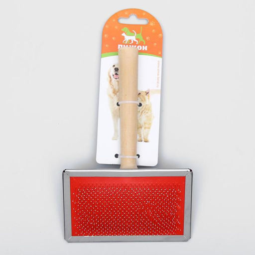 Пуходерка Wood большая широкая с каплями, 12 х 19 см, длинная деревянная ручка - Пижон фото 5