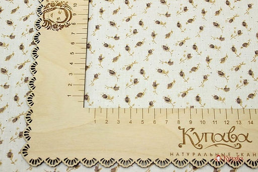 Импорт. хлопок (ситец) Маленькие бутончики цв.коричневый, ш.1.55м, хлопок-100%, 80гр/м.кв - Купава фото 2