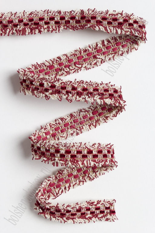 Тесьма отделочная 2 см*5 ярд Бахрома с бархатом (SF-2463) бордовый - Больше подарков фото 2