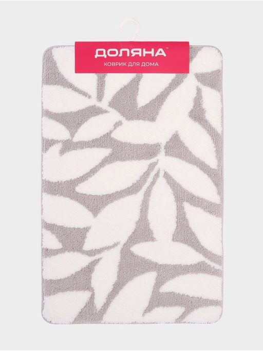 Коврик Доляна Leaves, 5080 см, ворс 1.5 см, микрофибра, серый  фото 6