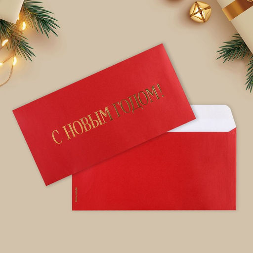 Набор подарочных конвертов «С Новым годом», 10 штук, тиснение, 22×11 см