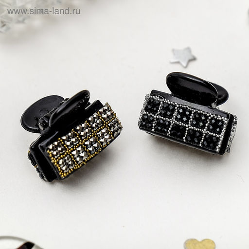 Цена за 12 шт. Крабик для волос «Пересвет», квадратики, 2.5 см, МИКС