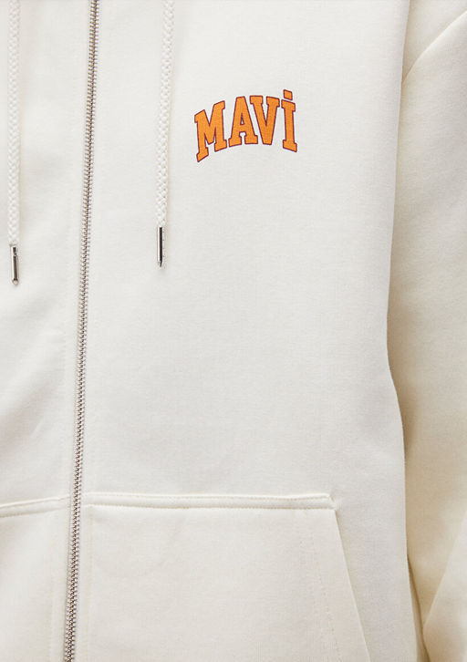 Mavi Logo Bask?l? Kap??onlu Bej Sweatshirt  фото 7