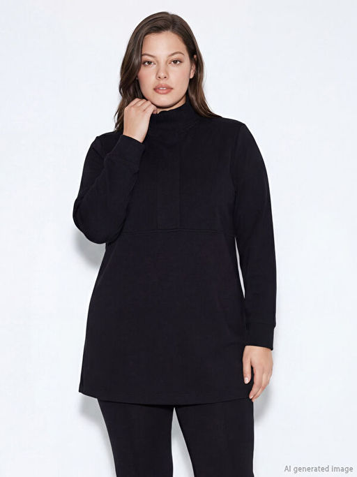 Dik Yaka Soft Touch Kad?n Sweatshirt Tunik
