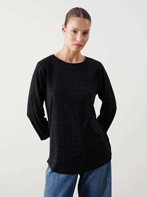 Bisiklet Yaka Ta?l? Kad?n Bluz