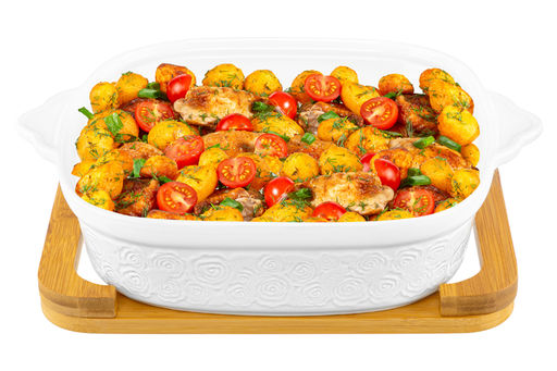 Блюдо д/зап и серв 31,5*25,6*12,5 см 2 л Розы + стекл крышка на дер подставке - Elan gallery фото 4