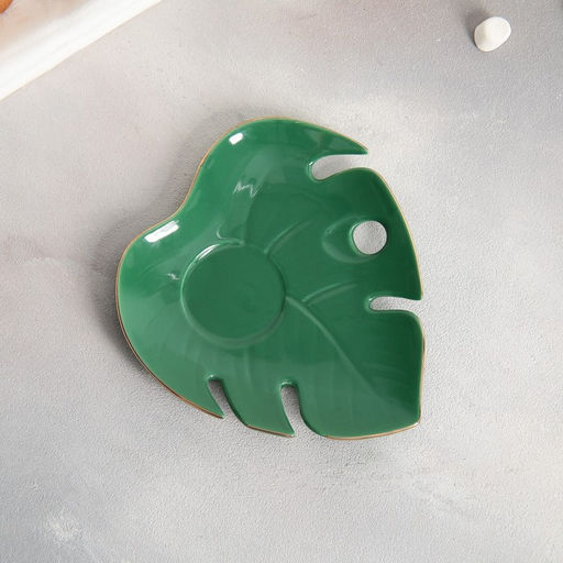 Чайная пара «Монстера», кружка 100 мл, блюдце 15х14 см