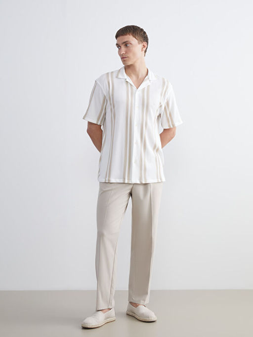 Regular Fit K?sa Kollu ?izgili Arm?rl? Erkek G?mlek