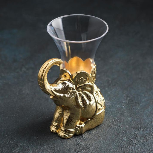 Набор ложек на подставке «Слон», 8×4×16 см, ложки h=13 см, 6 шт., цвет золотой