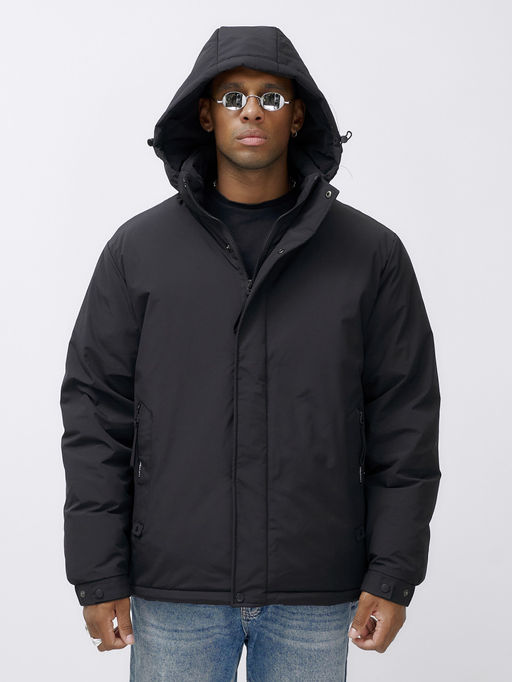 Куртка спортивная мужская зимняя большого размера черного цвета 633Ch