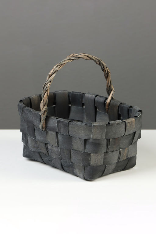 Корзина плетёная для хранения, 22×15×12 см, ручка h=12 см, ива, серая