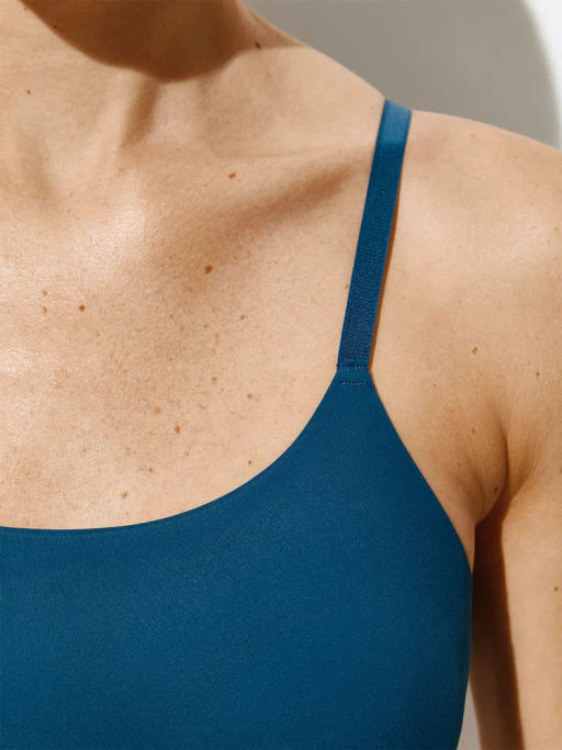 OmD 1112B Invisible Майка "Toп" женская с сеткой (кроп-топ на тонких бретелях с вкладышами), PA - Blu Marino