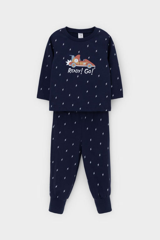 К 1637/морской синий,маленькие молнии пижама дет