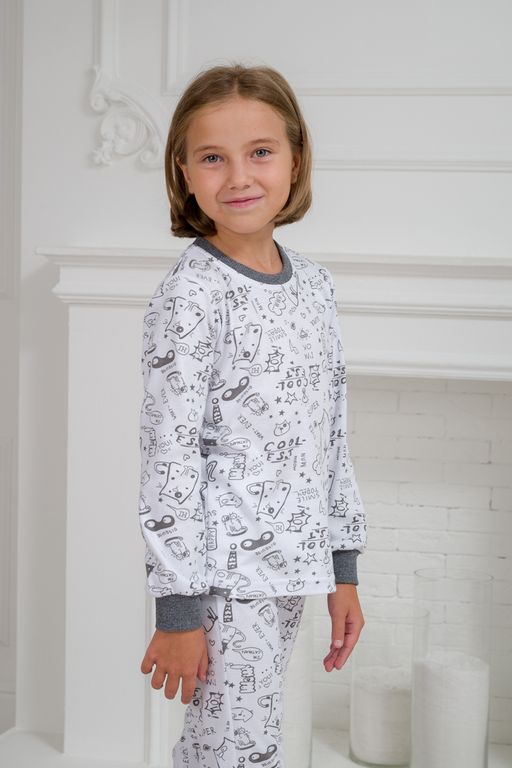 Пижама детская из интерлока Потешка котик темно серый - Амадэль фото 16