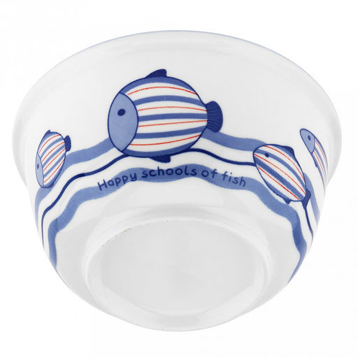 "Синий полосатик" Салатник фарфоровый 500мл, д13см, h6,9см, отводка, белый (Китай)