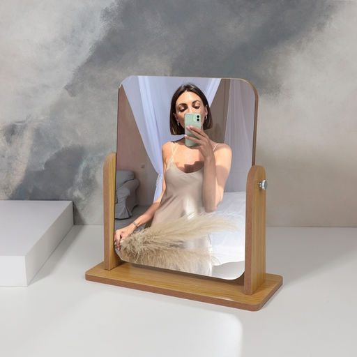 Зеркало настольное, прямоугольное, 22×24.5×9 см, (17×22 см), деревянное