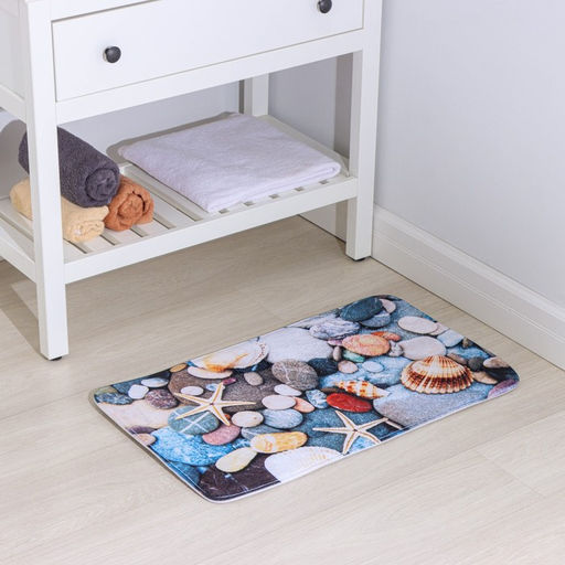 Коврик для ванной и туалета Доляна Ракушки на камушках, 45?75 см  фото 2