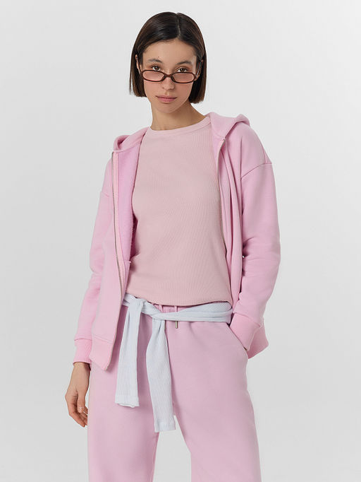 Толстовка женская розовая на молнии