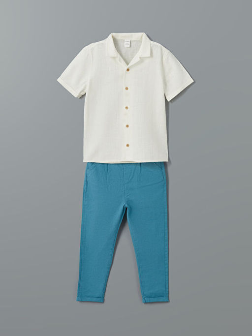 Resort Yaka Erkek ?ocuk G?mlek ve Pantolon 2li