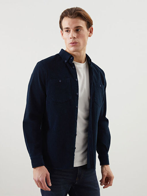 Regular Fit Uzun Kollu Kadife Erkek G?mlek