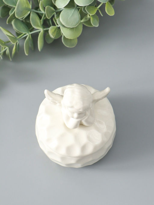 Шкатулка керамика "Ангелочек" белая 8х8х10,5 см