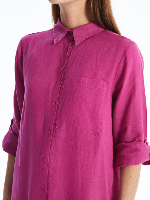 Oversize %100 Keten Kad?n G?mlek Tunik