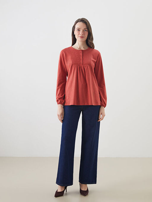 Bisiklet Yaka Nak??l? Bluz