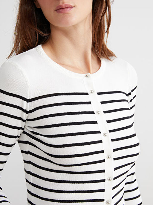 Bisiklet Yaka ?izgili Kad?n Triko H?rka