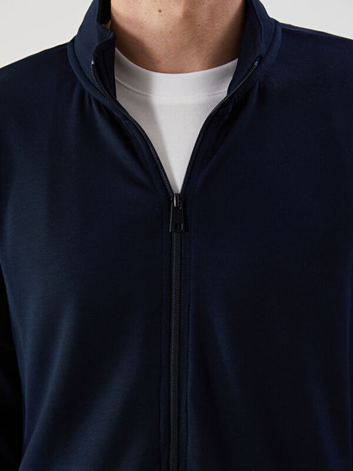 Dik Yaka Uzun Kollu Erkek Fermuarl? Sweatshirt
