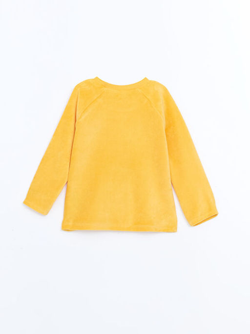 Kadife Winnie the Pooh Bask?l? Erkek Bebek Pijama Tak?m?