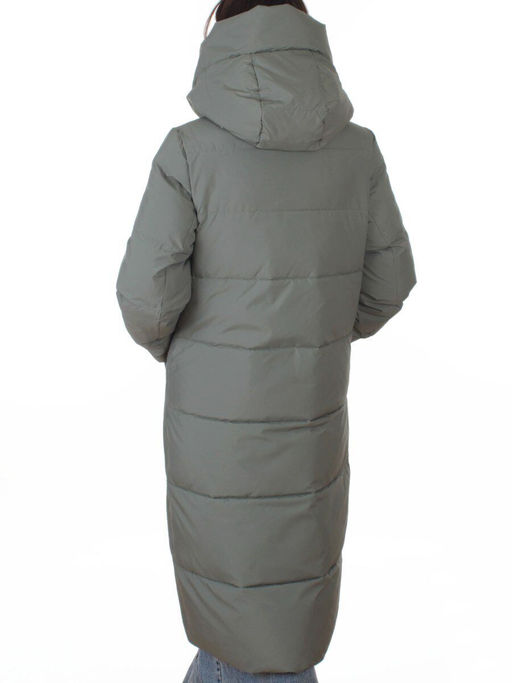 A8356 GRAY/GREEN Пальто зимнее женское (200 гр. холлофайбер)