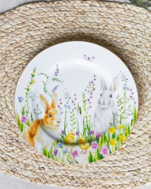Тарелка закусочная, 19 см, фарфор P, белая, Кролики и цыплята, Happy Easter Пасхальная коллекция