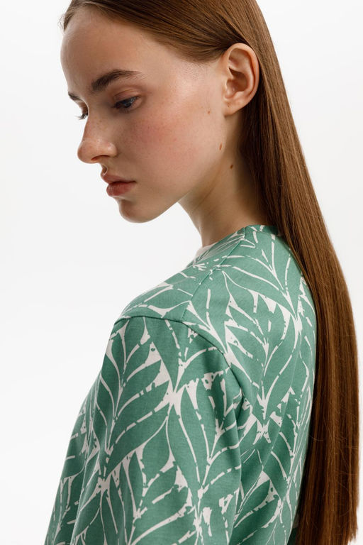 ЕВТ 3315/малахитовый зеленый,орнамент фуфайка жен