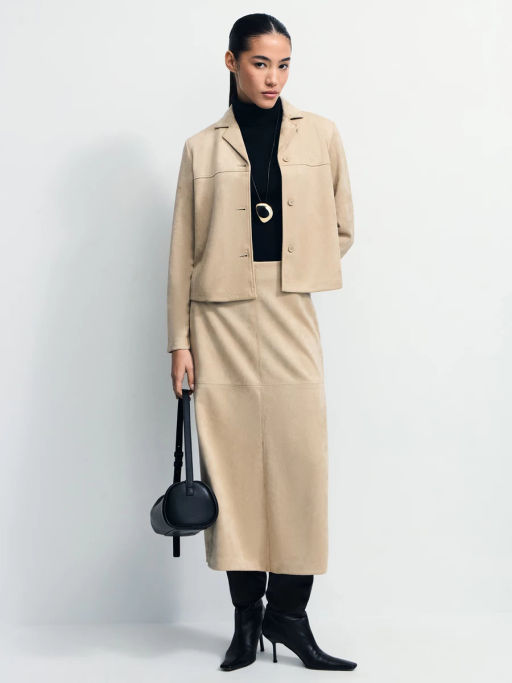 Юбка миди из искусственной замши / Zarina