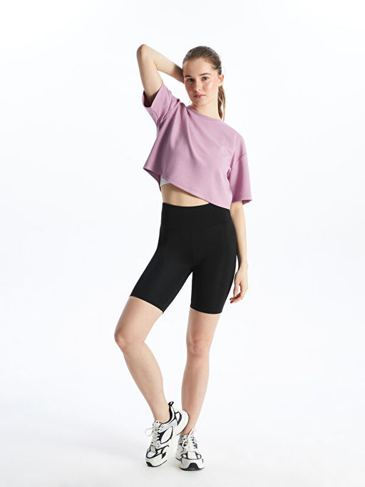 Bisiklet Yaka Crop Kad?n Spor Ti??rt