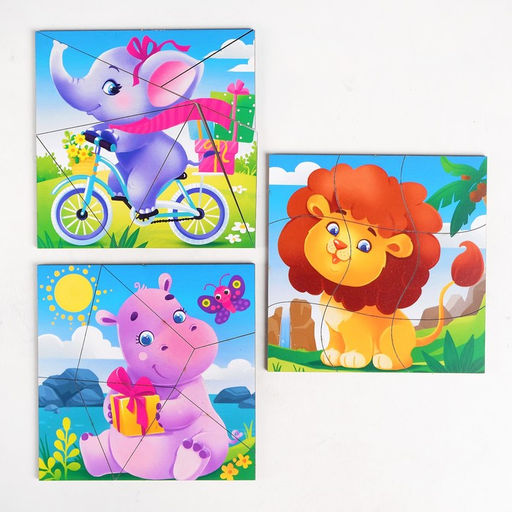 Пазл разрезной Животные зоопарка, 3 картинки в раме - Лесная мастерская фото 5