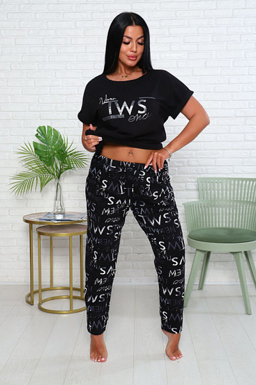 Костюм с брюками чинос, принт, черный (911-1) - Плиона фото 6