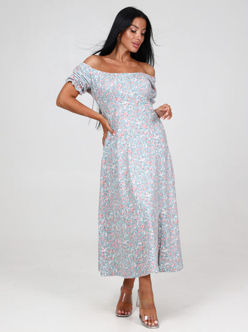 Вероника ПЛАТЬЕ ЖЕНСКОЕ (Ментол (цветы)) - А-дина фото 3