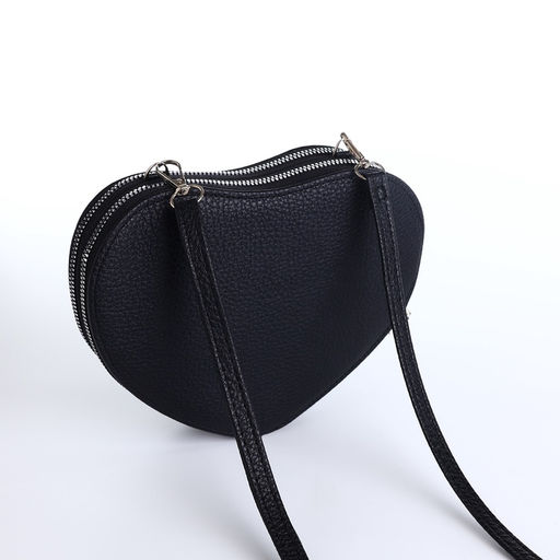 Сумка женская кросс-боди на молнии, в форме сердца, 20×5×16 см, чёрная