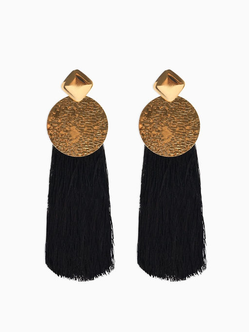 Серьги ассорти Кисти хинди, цвет чёрный в золоте, L кисти 6.5 см
