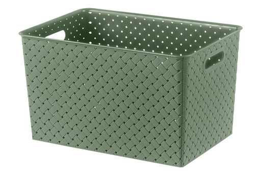 Корзинка с крышкой 14 л 35*24,5*20,5 см "Береста" оливковая (523145)