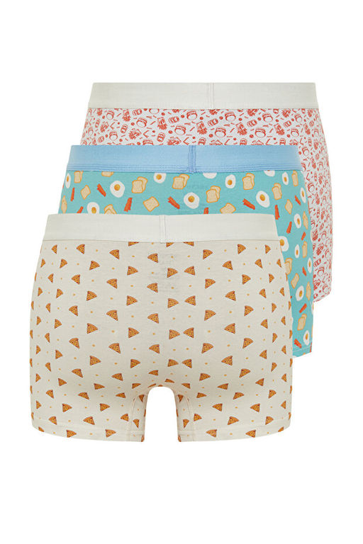 _ok Renkli 3l_ Paket Yiyecek Desenli Pamuklu Boxer TMNSS24BX00007 - Trendyolmilla фото 2