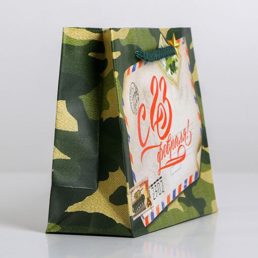 Цена за 3 шт. Пакет подарочный ламинированный, упаковка, С 23 февраля, S 15?12?5.5 см