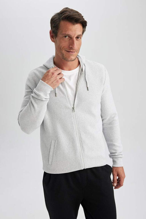 Толстовка обычного кроя на молнии с капюшоном - Defacto фото 5