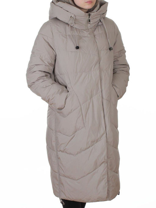 8806 GRAY/BEIGE Пальто зимнее женское (150 гр. холлофайбер)
