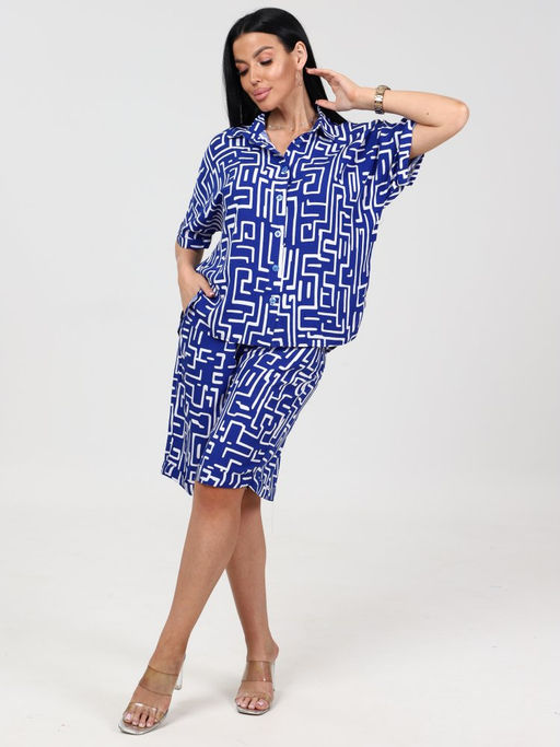 577 ЖЕНСКИЙ КОСТЮМ (шорты) (Синий с белым) - А-дина фото 3